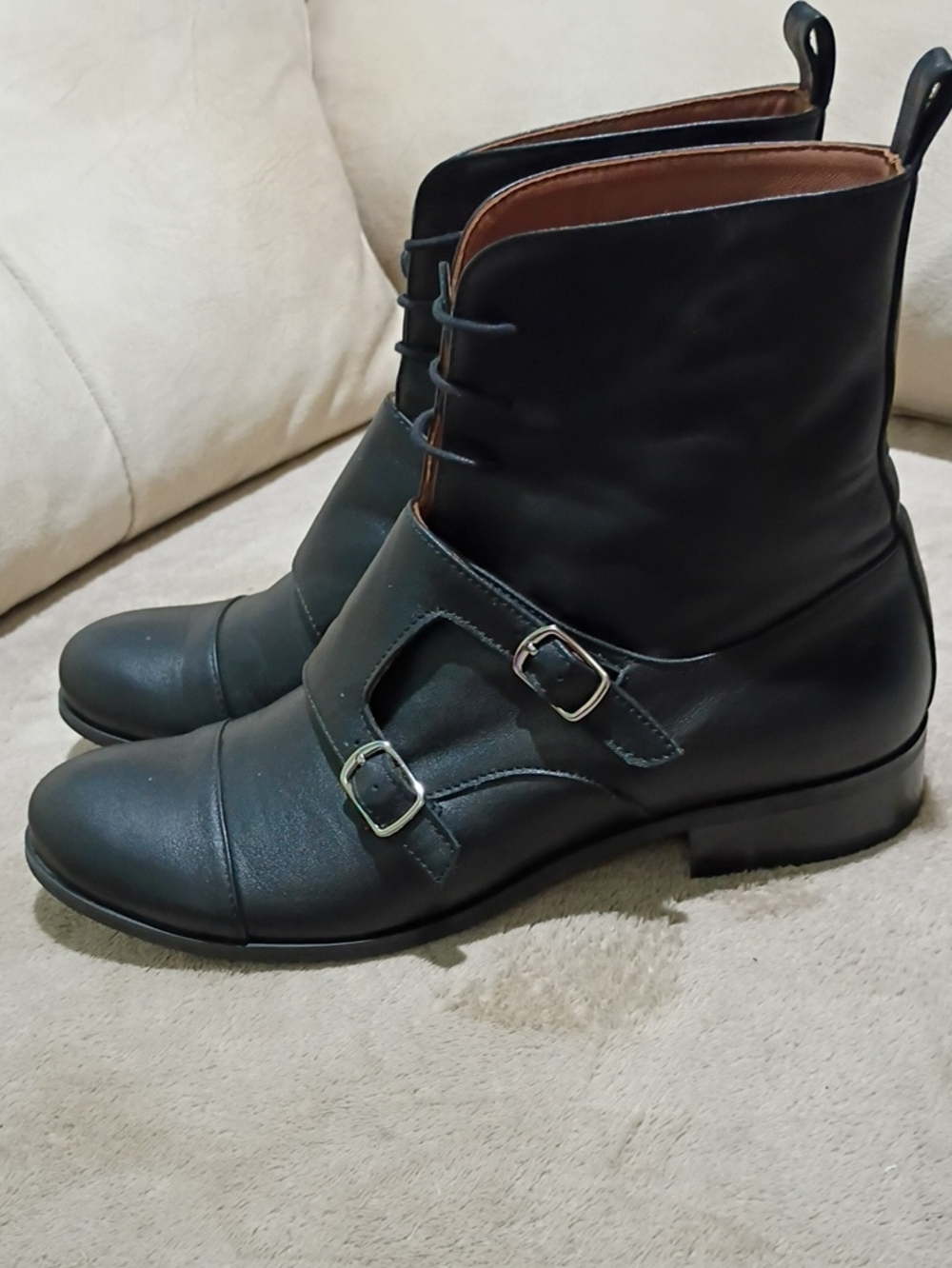 NWT.Bolton Monk Boots - Black Leather Men’s Ankle Boots - Picture 6 of 12